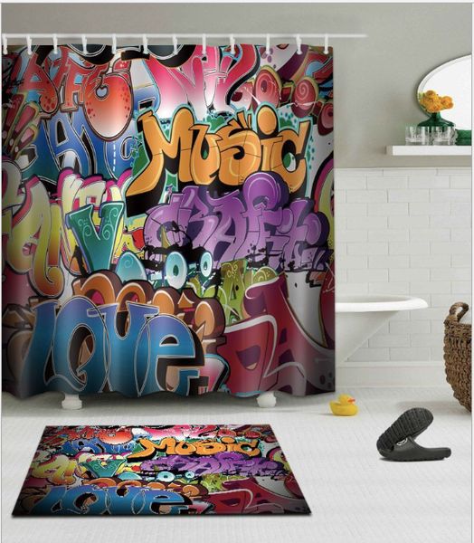 5styles graffiti pattern 3d print custom waterproof bathroom modern shower curtain polyester fabric bathroom curtain door mat sets
5styles graffiti pattern 3d print custom waterproof bathroom modern shower curtain polyester fabric bathroom curtain door mat sets