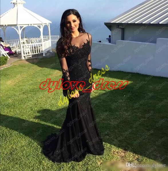 2018 black dress lace dress long sleeve evening dress jewel evening gowns formal dresses red prom dresses, Black;red
2018 black dress lace dress long sleeve evening dress jewel evening gowns formal dresses red prom dresses, Black;red