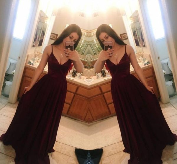 2018 Simple Burgundy Velvet Spaghetti Straps A Line Prom Dresses Sexy V Neck Floor Length Sleeveless Evening Dresses Wear Formal Party Gowns, Black
2018 Simple Burgundy Velvet Spaghetti Straps A Line Prom Dresses Sexy V Neck Floor Length Sleeveless Evening Dresses Wear Formal Party Gowns, Black