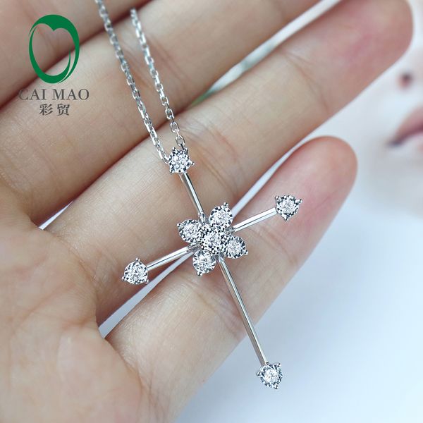 

caimao new design 0.19ct natural brilliant cut diamond 14kt white gold pendant for party, Silver