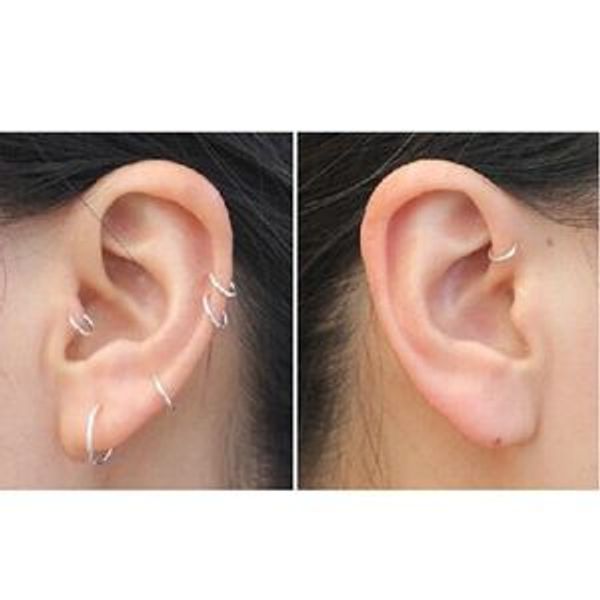 2018 new 1 pair multi-purpose round nose lips ring women fashion jewelry unique small thin endless earrings 12mm, Golden;silver