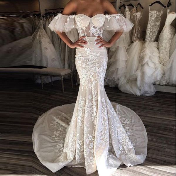 2020 batwing sleeve mermaid wedding dresses sweetheart off shoulder 3d-floral appliques long train wedding dress vestido de novia, White
2020 batwing sleeve mermaid wedding dresses sweetheart off shoulder 3d-floral appliques long train wedding dress vestido de novia, White