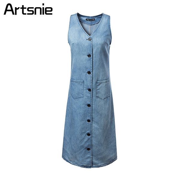 artsnie blue casual denim v neck maxi long dress women summer sleeveless high waist button elegant dresses vestidos streetwear, White;black
artsnie blue casual denim v neck maxi long dress women summer sleeveless high waist button elegant dresses vestidos streetwear, White;black