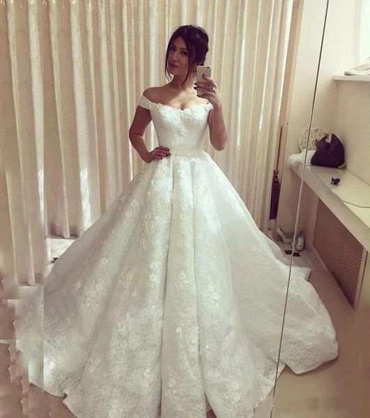 2018 New Lace Sweetheart Applique Ball Gown Wedding Dresses Off-shouder Capped Full Length Lace Church Vintage Bridal Gowns Wedding Dresses
2018 New Lace Sweetheart Applique Ball Gown Wedding Dresses Off-shouder Capped Full Length Lace Church Vintage Bridal Gowns Wedding Dresses