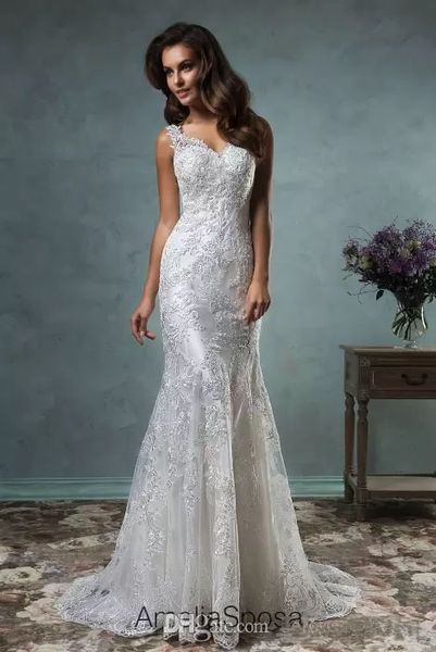 amelia sposa lace mermaid wedding dresses 2021 with appliques v neck backless sweep train wedding bridal gowns, White
amelia sposa lace mermaid wedding dresses 2021 with appliques v neck backless sweep train wedding bridal gowns, White