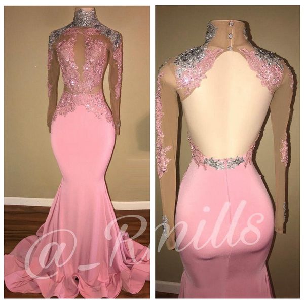 long sleeves slim prom dress high neck with silver lace appliques 2018 mermaid beaded sequined illusion bodice open back evening gowns, Black
long sleeves slim prom dress high neck with silver lace appliques 2018 mermaid beaded sequined illusion bodice open back evening gowns, Black