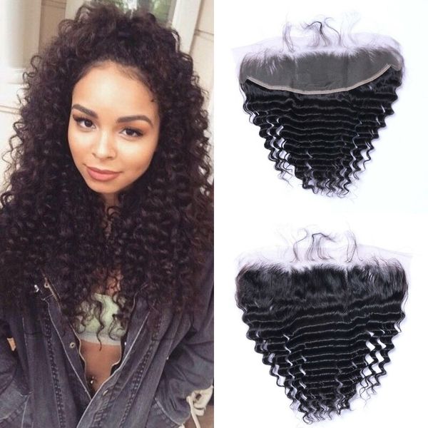 deep wave frontal with baby hair 100% brazilian human hair 13x4 lace frontal closure middle three part ping, Black;brown 
deep wave frontal with baby hair 100% brazilian human hair 13x4 lace frontal closure middle three part ping, Black;brown