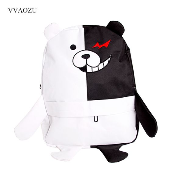 

japan anime dangan ronpa danganronpa monokuma backpack cute women school shoulder bag kawaii 3d bear rucksack daypack with foot