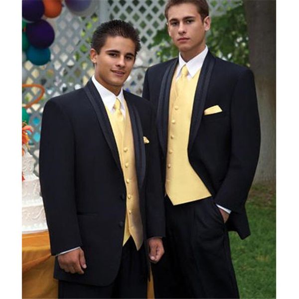 black jacket with yellow satin vest lapel groom men tuxedos groomsmen man suit men wedding suits (jacket+pants+tie+vest, White;black
black jacket with yellow satin vest lapel groom men tuxedos groomsmen man suit men wedding suits (jacket+pants+tie+vest, White;black