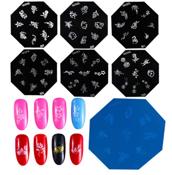 stainless steel nail art stamping plate french flower pattern stamp templates manicure nail stamping image plates stencil e075, White
stainless steel nail art stamping plate french flower pattern stamp templates manicure nail stamping image plates stencil e075, White