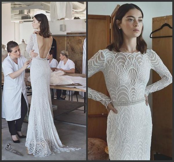 2018 new lihi hod backless mermaid wedding dresses long sleeve beads trumpet bridal gowns sweep train luxury wedding dress 2019, White
2018 new lihi hod backless mermaid wedding dresses long sleeve beads trumpet bridal gowns sweep train luxury wedding dress 2019, White