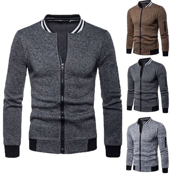 men's autumn slim fit knited coats jacket sweater zippers rib sleeve jumper outwear fashion men streetwear, Black;brown
men's autumn slim fit knited coats jacket sweater zippers rib sleeve jumper outwear fashion men streetwear, Black;brown