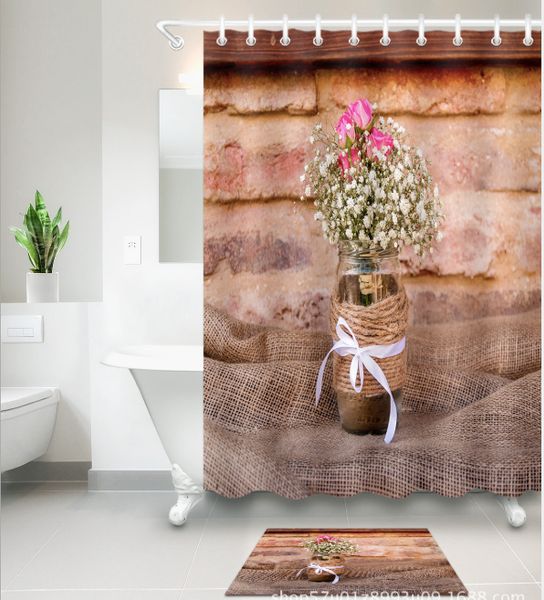 3d polyester fabric simple flower pattern shower curtains with 12 hooks for bathroom decor modern bath waterproof curtain floor mats sets
3d polyester fabric simple flower pattern shower curtains with 12 hooks for bathroom decor modern bath waterproof curtain floor mats sets