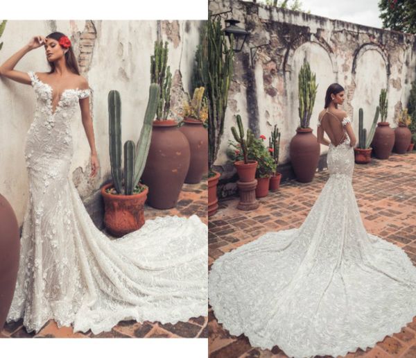 2019 julie vino mermaid wedding dresses off the shoulder lace 3d floral appliqued court train beach wedding dress hollow back bridal gowns, White
2019 julie vino mermaid wedding dresses off the shoulder lace 3d floral appliqued court train beach wedding dress hollow back bridal gowns, White