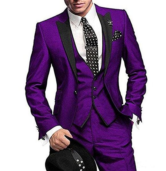 customize handsome groom tuxedos one button purple peak lapel groomsmen wedding mens blazer party suits (jacket+pants+vest+tie) j696, Black;gray
customize handsome groom tuxedos one button purple peak lapel groomsmen wedding mens blazer party suits (jacket+pants+vest+tie) j696, Black;gray