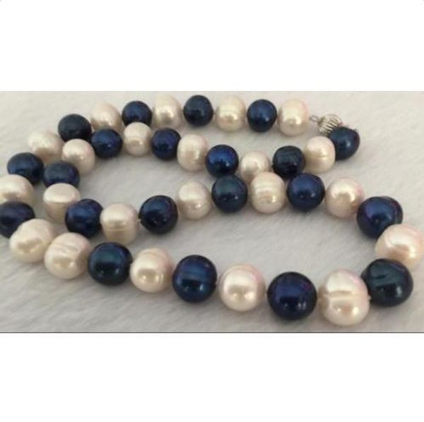 11-12mm natural round white black pearl necklace 20 inch yellow lantern clasp, Silver
11-12mm natural round white black pearl necklace 20 inch yellow lantern clasp, Silver