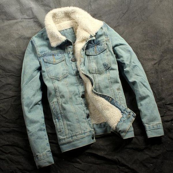2018 new men winter thick denim jacket men coat, Black;brown