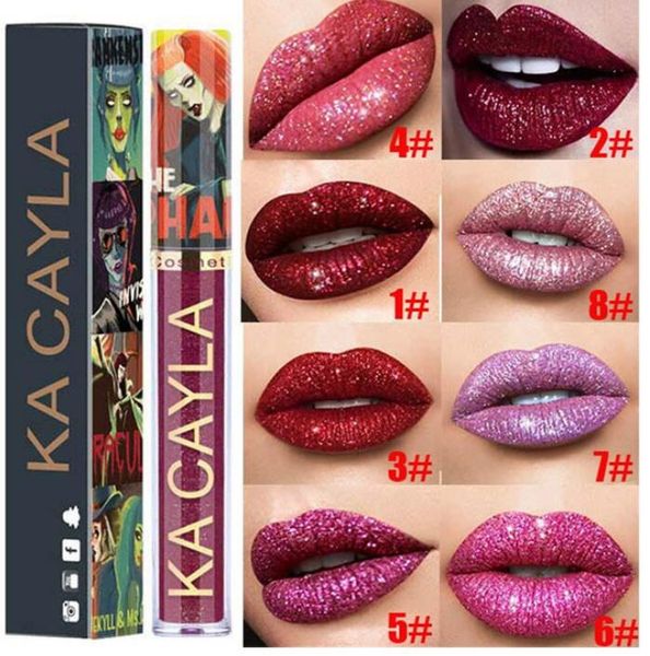 new halloween festival shining shimmer lipstick liquid lip tint 8 color moisturizer waterproof glitter lip gloss makeup