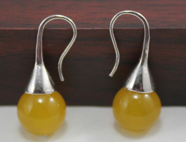 12mm yellow natural stone bead hook earrings, Golden;silver
12mm yellow natural stone bead hook earrings, Golden;silver