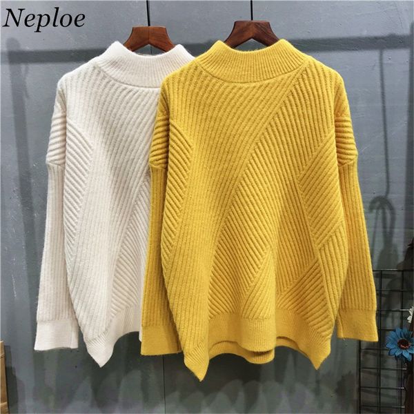neploe half turtleneck solid knitted pullovers long sleeve thick autumn warm sweater winter fashion loose new women 68048, White;black
neploe half turtleneck solid knitted pullovers long sleeve thick autumn warm sweater winter fashion loose new women 68048, White;black