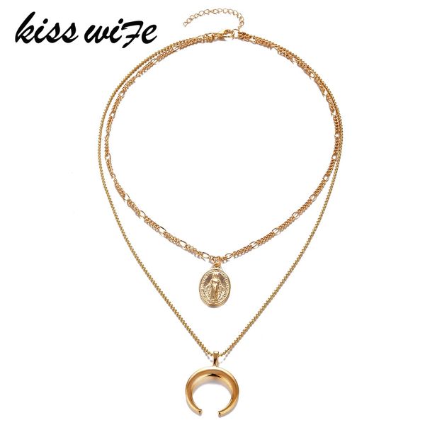 kiss wife fashion boho double layered virgin mary necklace crescent horn simple necklace women's trend party gift welcome to, Silver
kiss wife fashion boho double layered virgin mary necklace crescent horn simple necklace women's trend party gift welcome to, Silver