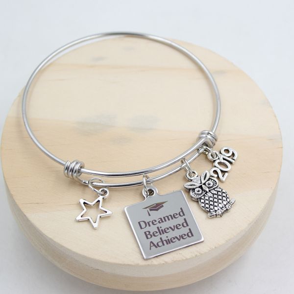 wholesale new arrival stainless steel wire bangle bracelet owl star 2019 dreamed believed achieved charm bracelets for graduaters gifts, Golden;silver
wholesale new arrival stainless steel wire bangle bracelet owl star 2019 dreamed believed achieved charm bracelets for graduaters gifts, Golden;silver