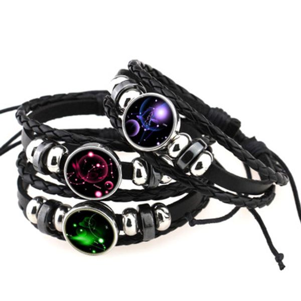 fashion jewelry 2018 12 constellations leather braided charm bracelet, Black
fashion jewelry 2018 12 constellations leather braided charm bracelet, Black