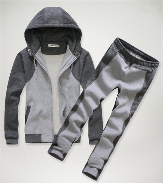 v-neck rlyaeiz lovers sporting suits men autumn winter plus velvet warm mens patched color hooded jackets + pants sets sportswear, Gray
v-neck rlyaeiz lovers sporting suits men autumn winter plus velvet warm mens patched color hooded jackets + pants sets sportswear, Gray