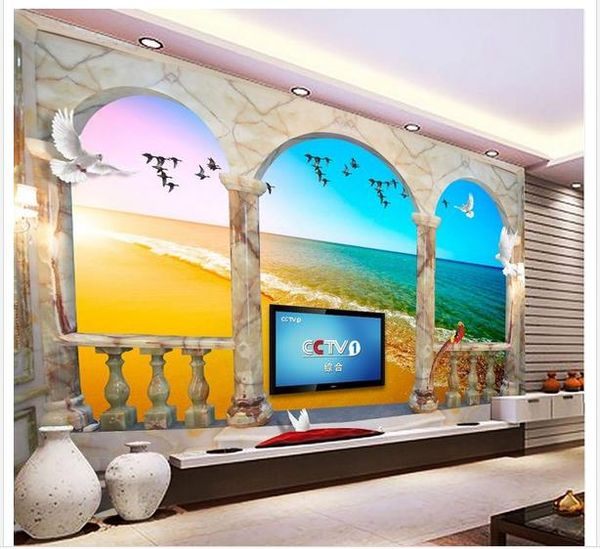 dreamy seascape background wall mural 3d wallpaper 3d wall papers for tv backdrop