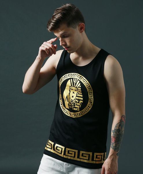 new golden pharaoh printed vest stamping o-neck men's tank men's sleeveless tanks singlet for gym, White;black
new golden pharaoh printed vest stamping o-neck men's tank men's sleeveless tanks singlet for gym, White;black