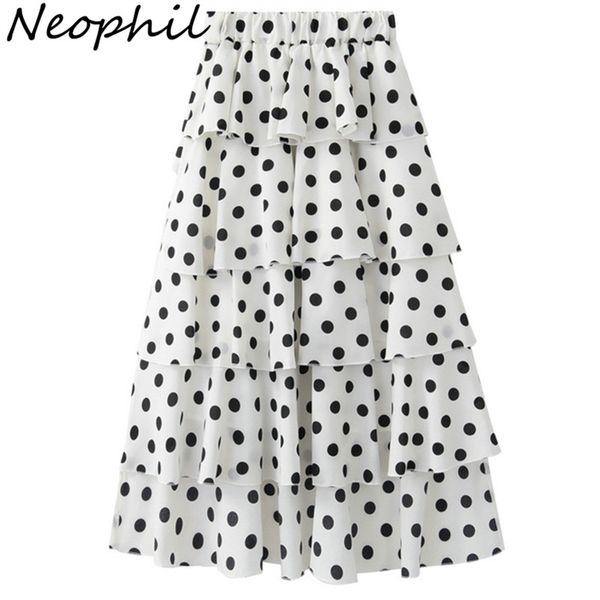 neophil 2018 beach black polka dot printed layers tiered long skirts womens summer chiffon bohemian asymmertical jupe saia s1523