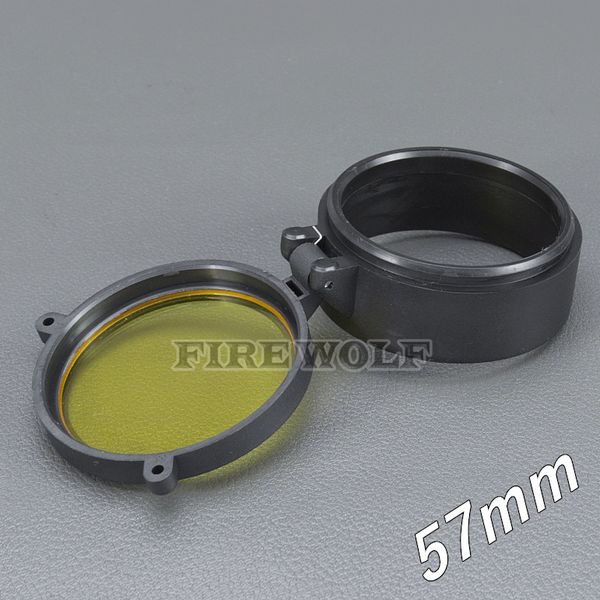 

57mm Flashlight Cover Scope Cover Rifle Scope lens Cover Internal diameter 57mm Transparent yellow glass hunting