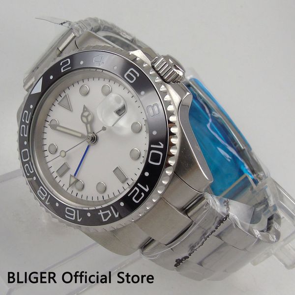 dress bliger 43mm white sterile dial black ceramic bezel gmt function luminous marks automatic movement men's watch b282, Slivery;brown
dress bliger 43mm white sterile dial black ceramic bezel gmt function luminous marks automatic movement men's watch b282, Slivery;brown