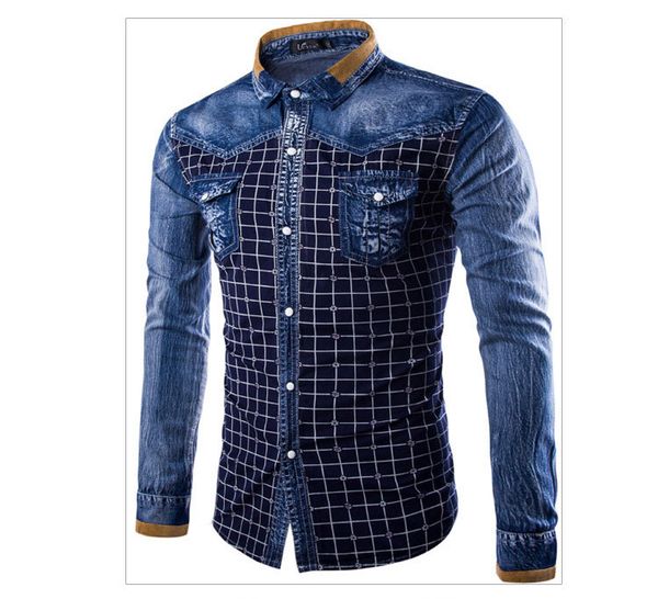Fashion Men Denim Shirts Long Sleeve Camisa Masculina Denim Blue Plaid Shirt Casual Retro Washed Blouses Chemise Homme M-3XL
Fashion Men Denim Shirts Long Sleeve Camisa Masculina Denim Blue Plaid Shirt Casual Retro Washed Blouses Chemise Homme M-3XL