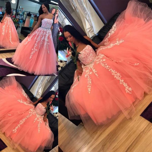 soft tulle muti-layers prom dresses strapless white lace appliques evening gowns beaded belt floor length formal party dress, Black
soft tulle muti-layers prom dresses strapless white lace appliques evening gowns beaded belt floor length formal party dress, Black