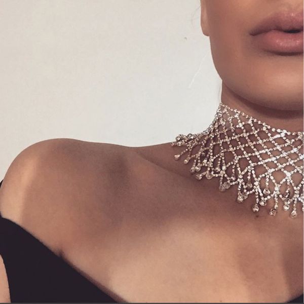 choker necklace women multi row full crystal wedding party prom christmas long necklace gold rhinestone statement chocker, Golden;silver
choker necklace women multi row full crystal wedding party prom christmas long necklace gold rhinestone statement chocker, Golden;silver