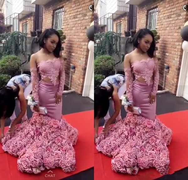 2018 african prom dresses two pieces lace mermaid sweet pink long sleeves blush evening gowns 3d rose floral black girls pageant dress, Black;red
2018 african prom dresses two pieces lace mermaid sweet pink long sleeves blush evening gowns 3d rose floral black girls pageant dress, Black;red
