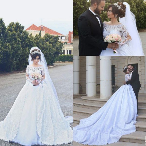 said mhamad lace wedding dresses long sleeves off shoulder applique garden church court train wedding dress bridal gowns custom, White
said mhamad lace wedding dresses long sleeves off shoulder applique garden church court train wedding dress bridal gowns custom, White