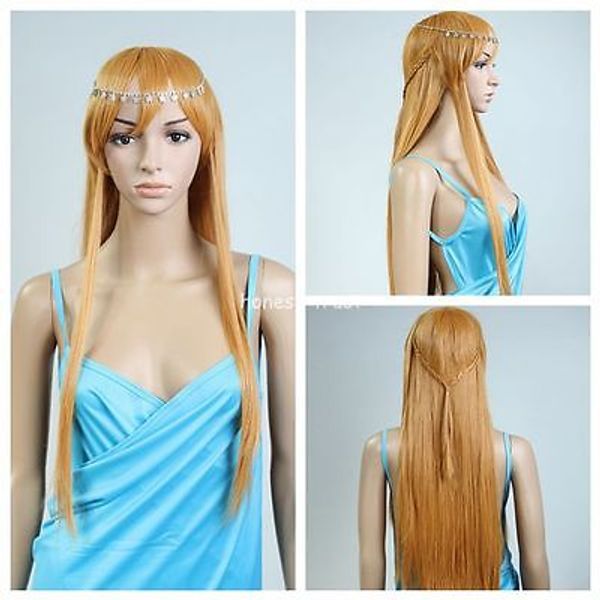 women long lolita sword art online asuna yuuki braid cosplay fancy costume wig, Black
women long lolita sword art online asuna yuuki braid cosplay fancy costume wig, Black
