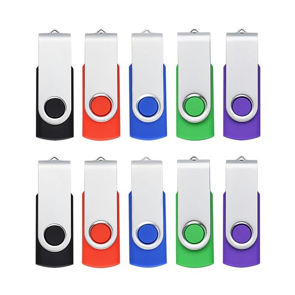 

10 ШТ. / ЛОТ Металла Вращающийся USB 2.0 Флэш-накопитель Pen Drive Thumb Memory Stick 64 М 128 М 256 М 512 М