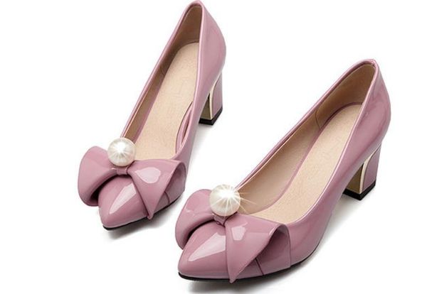 send 2018 spring and autumn coarse heel high-heeled pearl bowknot women's shoes, Black
send 2018 spring and autumn coarse heel high-heeled pearl bowknot women's shoes, Black