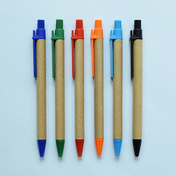 Can Printing Logo E-friendly Creative Minimalist Green Kraft Paper Tube Gel Pen Signature Pen Office School Supplies