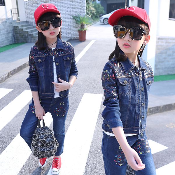 children's wear cowboy suit 2018 spring and autumn baby girl denim clothes set fashion coat+jeans body suit for girls clothing, White
children's wear cowboy suit 2018 spring and autumn baby girl denim clothes set fashion coat+jeans body suit for girls clothing, White