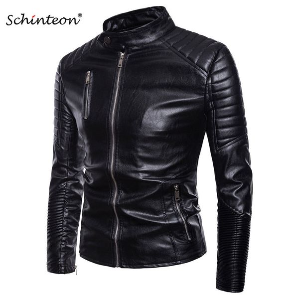 schinteon men pu leather biker motorcycle jacket stand collar slim fit outwear faux leather casual coat zipper, Black;brown
schinteon men pu leather biker motorcycle jacket stand collar slim fit outwear faux leather casual coat zipper, Black;brown
