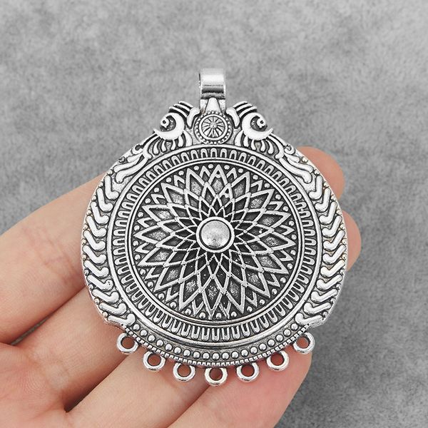 3pcs antique silver large lotus flower round shape charms pendants connectors for necklace making jewelry findings 71x56mm, Black
3pcs antique silver large lotus flower round shape charms pendants connectors for necklace making jewelry findings 71x56mm, Black