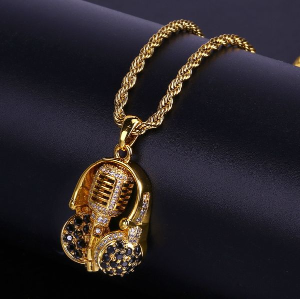 hip hop men gold 24 inch twist chain cubic zircon music head microphone pendant necklace wholesale, Silver
hip hop men gold 24 inch twist chain cubic zircon music head microphone pendant necklace wholesale, Silver