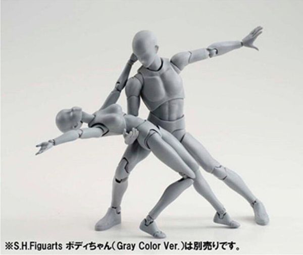 Shfiguarts Body Kun / Body Chan Body-chan Body-kun Grey Color Ver. Black Pvc Action Figure Collectible Model Toy