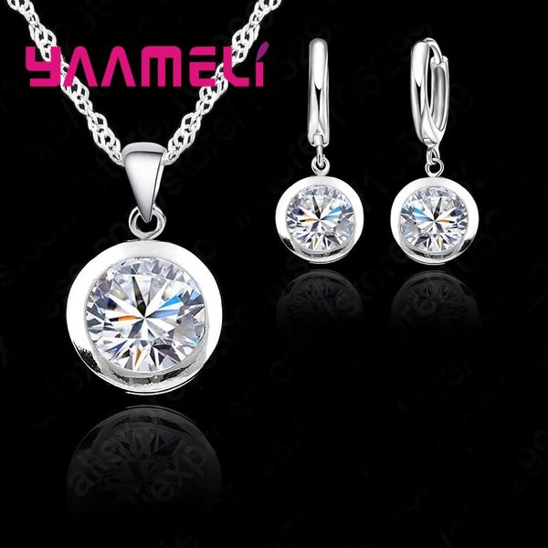 yaameli new wedding fine women jewelry sets real pure 925 sterling silver round cubic zircon cz pendant necklaces hoop earrings
yaameli new wedding fine women jewelry sets real pure 925 sterling silver round cubic zircon cz pendant necklaces hoop earrings