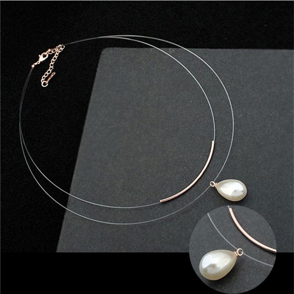 vintage simulated pearl torques statement necklace water drop bead pearls for decoration double layer fish line chain necklace, Silver
vintage simulated pearl torques statement necklace water drop bead pearls for decoration double layer fish line chain necklace, Silver