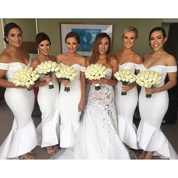 simple mermaid bridesmaid dresses off shoulder hi-lo ruffles wedding gust dress maid of honor gowns custom, White;pink
simple mermaid bridesmaid dresses off shoulder hi-lo ruffles wedding gust dress maid of honor gowns custom, White;pink